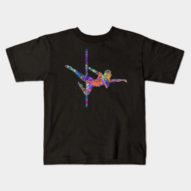 Pole dance watercolor Kids T-Shirt by Yahya Art